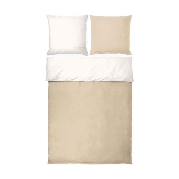 Balta/bēša vienguļamā/īpaši gara gultas veļa no kokvilnas perkala 140x220 cm Shades – Mette Ditmer Denmark