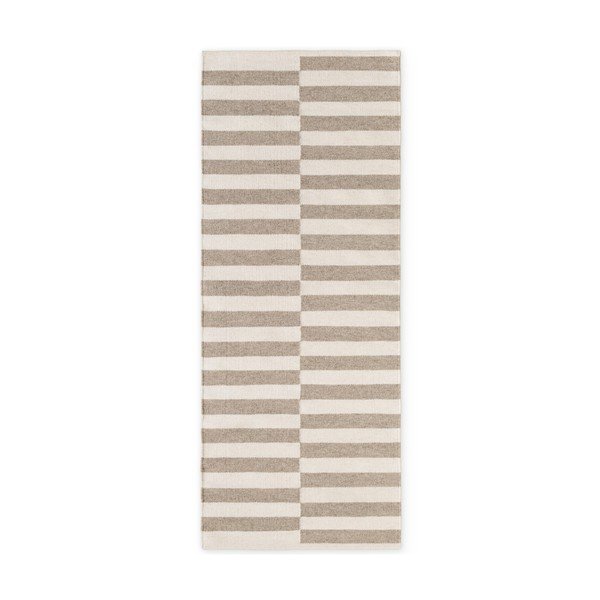 Balts/pelēks divpusējs/ar rokām darināts vilnas celiņa paklājs 80x200 cm Vika – Hanse Home