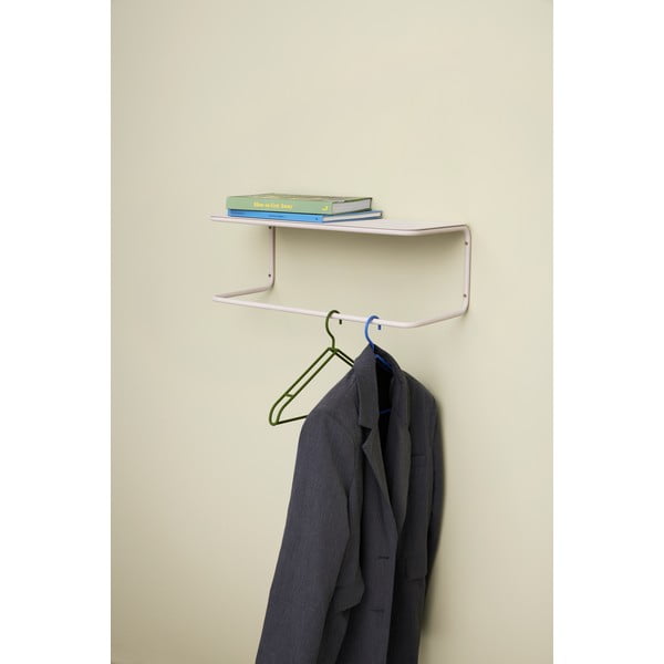 Balts metāla sienas pakaramais ar plauktu Welcome – Hübsch-image-1