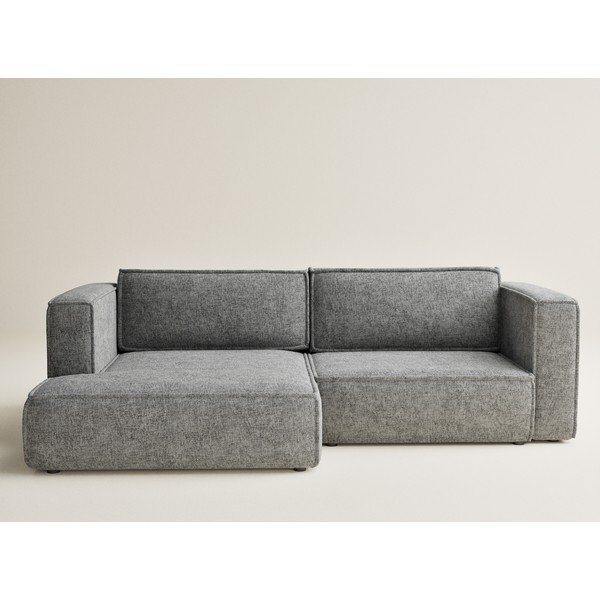 Pelēks salokāms stūra dīvāns no šenila auduma ar uzglabāšanas vietu (ar kreiso stūri/ar zvilni) Velto – Maison de Rêve-image-2