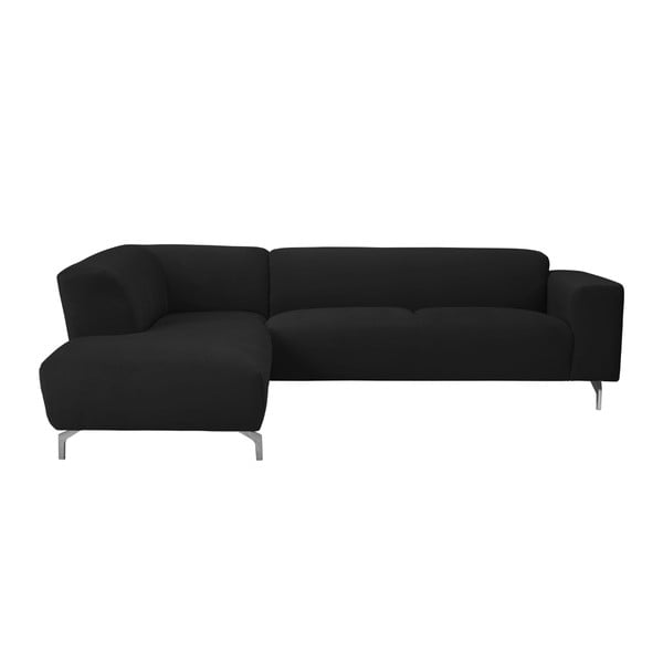 Melns stūra dīvāns Windsor & Co Sofas Orion, kreisais stūris
