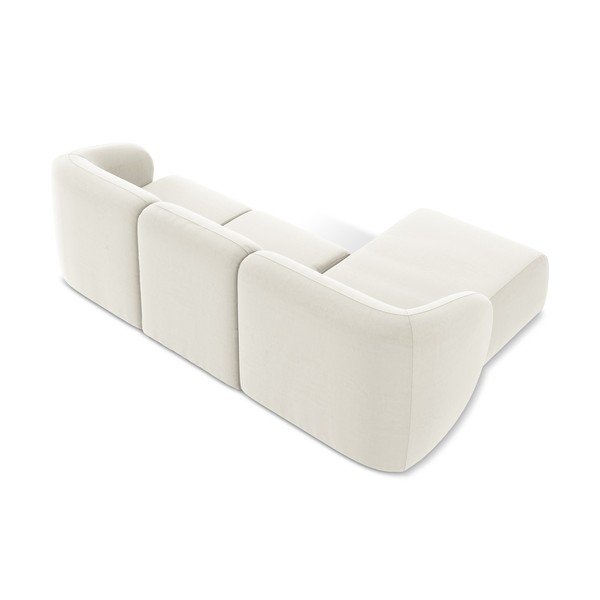 Bēšs samta stūra dīvāns (ar kreiso stūri/ar zvilni) Lani – Makamii-image-3