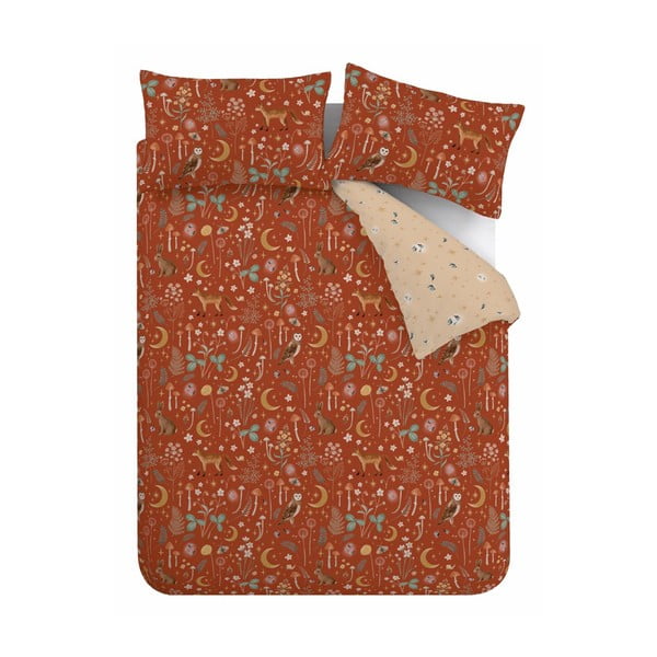 Ķieģeļu sarkana divguļamā gultas veļa 200x200 cm Enchanted Twilight Animals – Catherine Lansfield