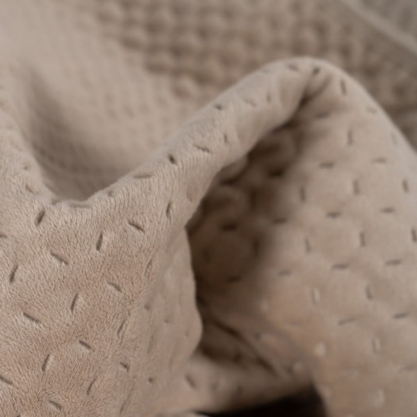 Bēšs samta stepēts gultas pārklājs 240x260 cm – Ixia-image-2