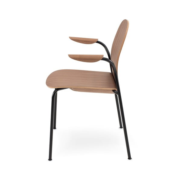 Konjakbrūni/dabīga toņa pusdienu krēsli ar roku balstiem/saliekami vieni uz otra (2 gab.) ar riekstkoka imitāciju Book – Gazzda-image-3