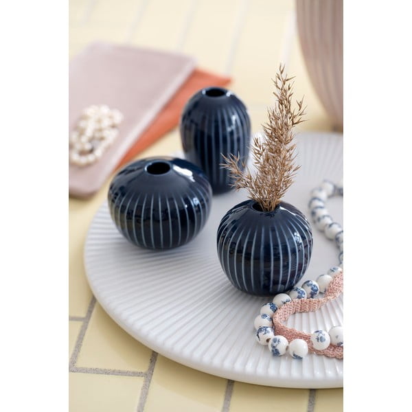 3 tumši zilu keramikas vāžu komplekts Kähler Design Hammershoi Miniature-image-1