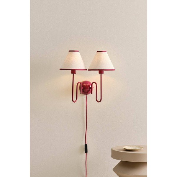 Sarkana/bēša lina sienas lampa ar vadu Juliet – Jotex-image-2