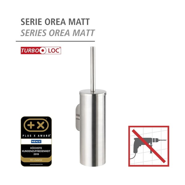 Matētas sudraba krāsas nerūsējošā tērauda pašlīmējoša tualetes birste Orea – Wenko-image-4