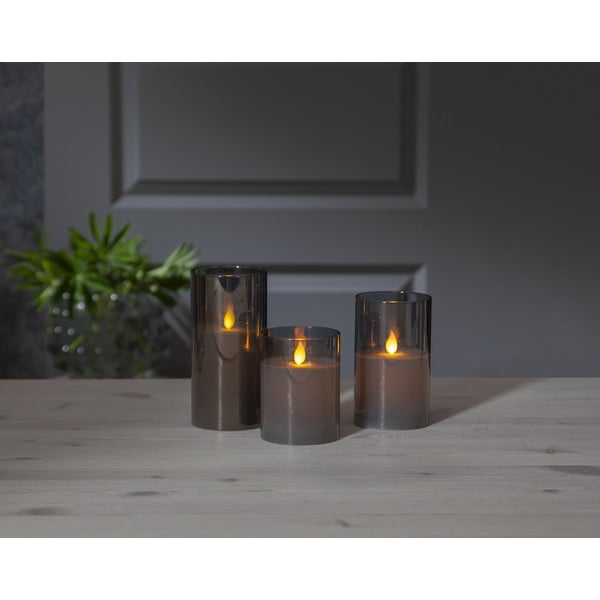Pelēka LED svece no stikla Star Trading M-Twinkle, augstums 12,5 cm-image-3