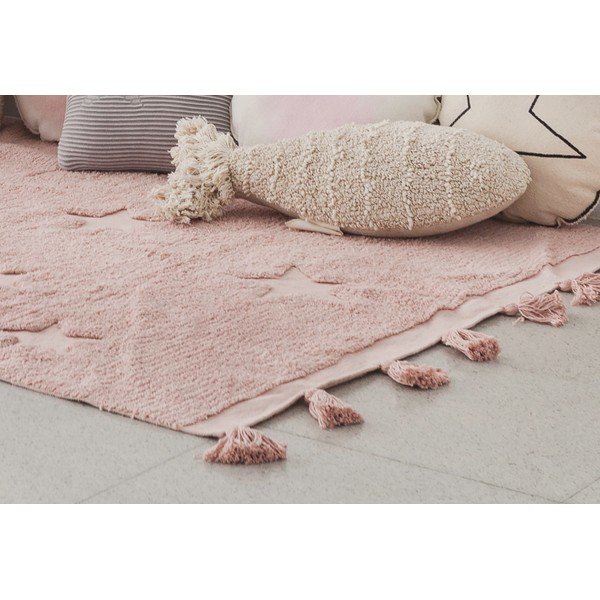 Rozā mazgājams/ar rokām darināts kokvilnas bērnu paklājs 120x175 cm Hippy Stars Vinatge Nude – Lorena Canals-image-3