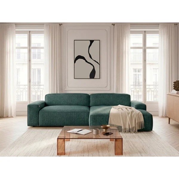 Zaļš salokāms/su elektriniu sėdynės reguliavimu stūra dīvāns (ar labo stūri) Abel – Bobochic Paris-image-1