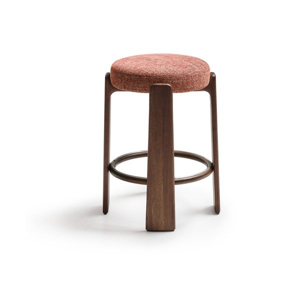 Terakotas oranža/tumša dabīga toņa oša masīvkoka bāra taburete (sēdekļa augstums 65 cm) Granite – Kave Home-image-2
