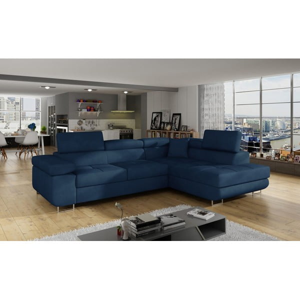 Zils samta salokāms/ar uzglabāšanas vietu stūra dīvāns (ar labo stūri/L veida) Anton – ELTAP-image-3