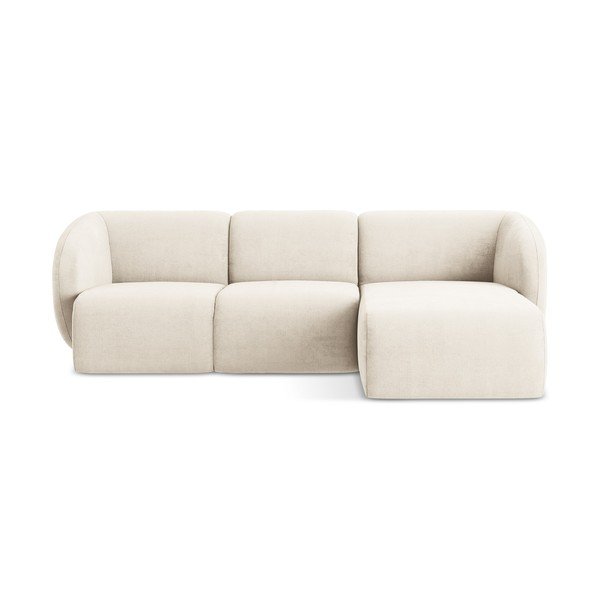 Bēšs stūra dīvāns no šenila auduma (ar labo stūri/ar zvilni) Lani – Makamii