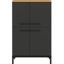Tumši pelēks augsts vannas istabas skapītis ar ozolkoka imitāciju 60x97 cm Yonkers – Germania