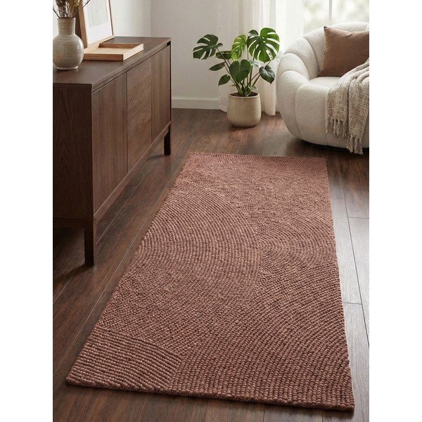 Terakotas oranžs ar rokām darināts vilnas celiņa paklājs 80x200 cm Calmio – Hanse Home-image-1
