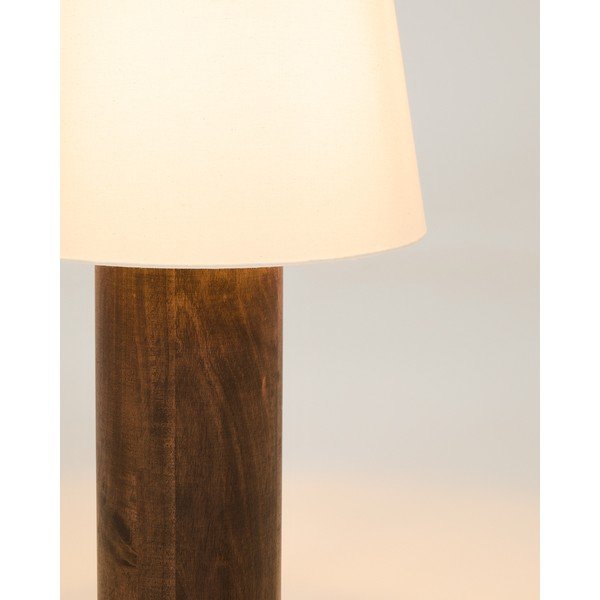 Balta/tumša dabīga toņa stāvlampa ar auduma abažūru (augstums 110 cm) Marga – Kave Home-image-4