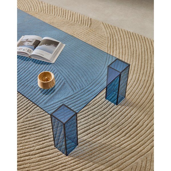 Zils stikla žurnālgaldiņš 60x140 cm Adularia – Kave Home-image-3