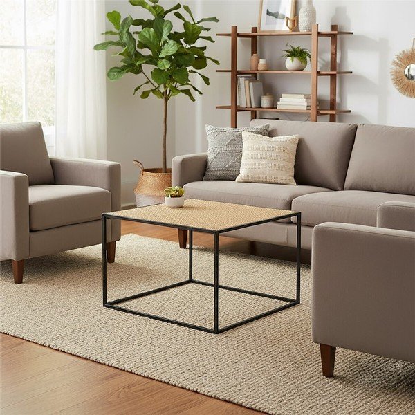 Dabīga toņa rotangpalmas žurnālgaldiņš 60x60 cm Depok – Premier Housewares-image-1