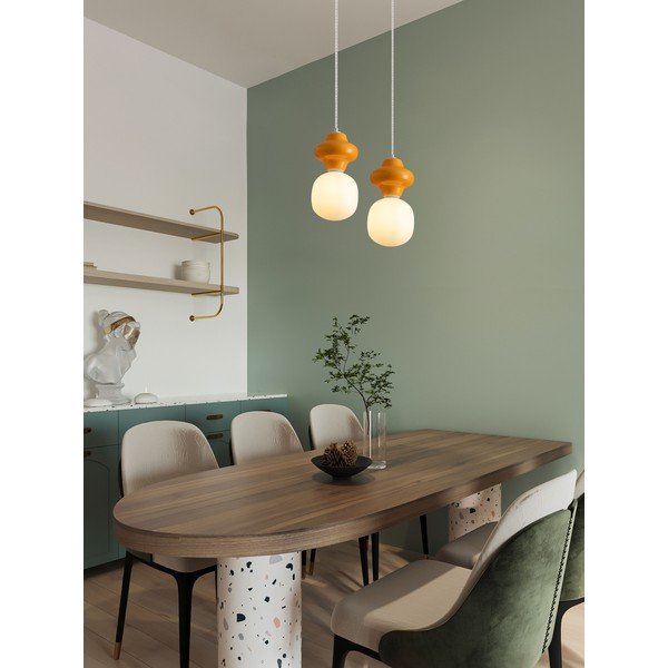 Balta/oranža keramikas piekaramā lampa ar stikla abažūru ø 18 cm Clio – Nova Luce-image-1
