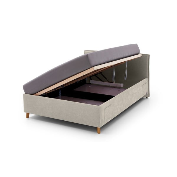 Bēša polsterēta bērnu gulta ar veļas kasti ar redelēm 120x200 cm Fun – Meise Möbel-image-2