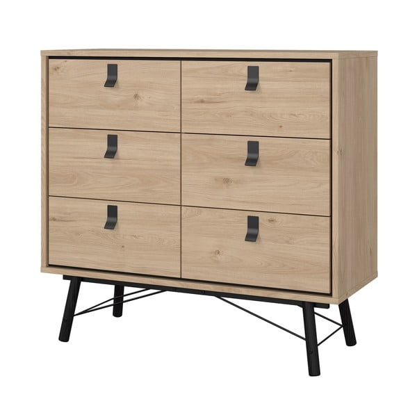 Dabīga toņa zema kumode ar ozolkoka imitāciju 102x99 cm Ry – Tvilum-image-3