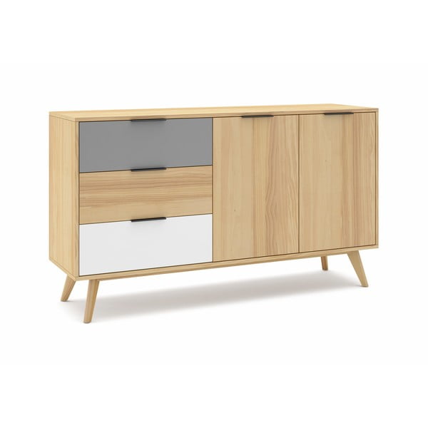 Dabīga toņa zema kumode no priedes 140x81 cm Elfa – Marckeric-image-2