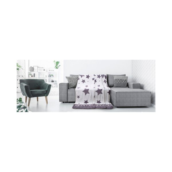 Balta un pelēka mikrošķiedras sega AmeliaHome Starlight, 70 x 150 cm-image-3
