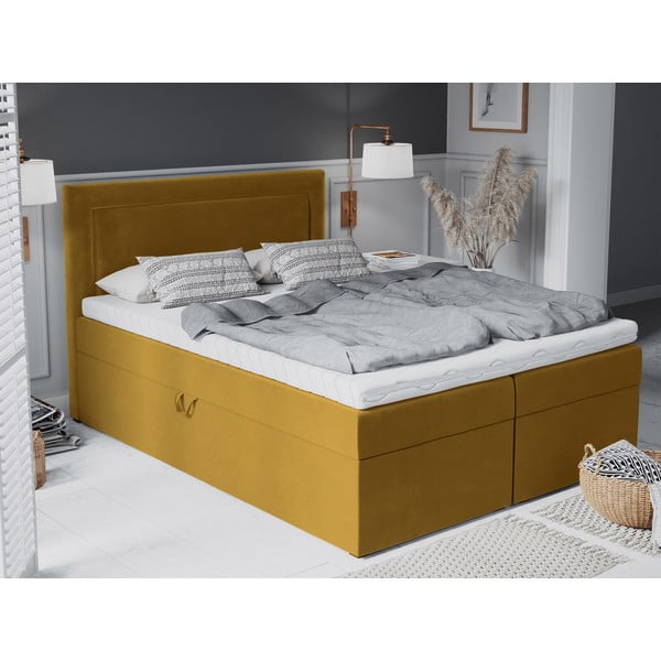Sinepju dzeltena samta divguļamā gulta Mazzini Beds Yucca, 200 x 200 cm-image-4