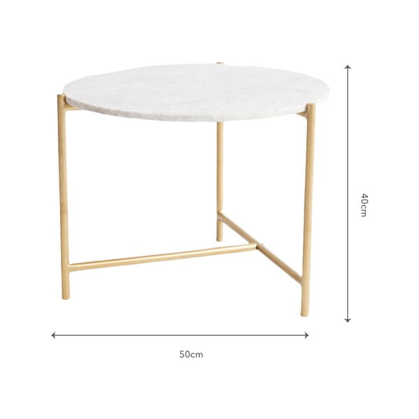 Balts marmora apaļš žurnālgaldiņš ø 50 cm Morgans – Really Nice Things-image-3