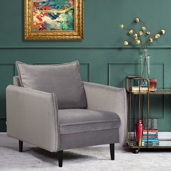 Pelēks samta atpūtas krēsls Juli – Ropez-image-1