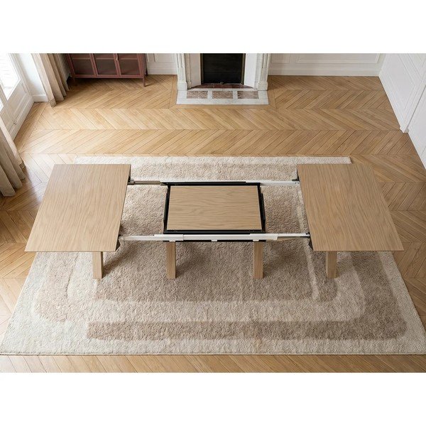 Izvelkams ēdamgalds ar papildu galda virsmu ar ozolkoka imitācijas galda virsmu 100x160 cm Martha – Bobochic Paris-image-4