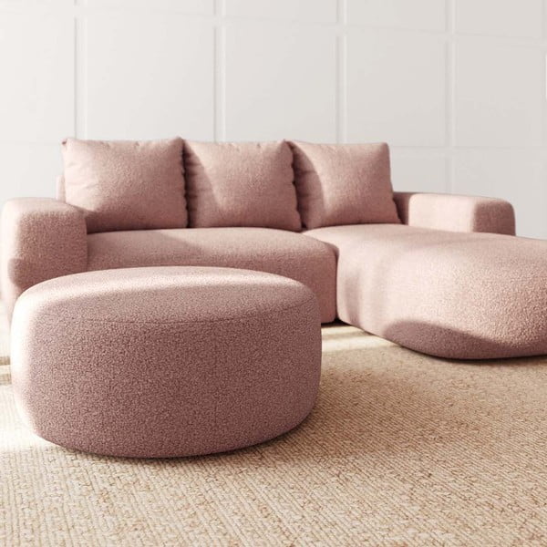 Rozā kāju soliņš no buklē auduma Monce – Rodier-image-1