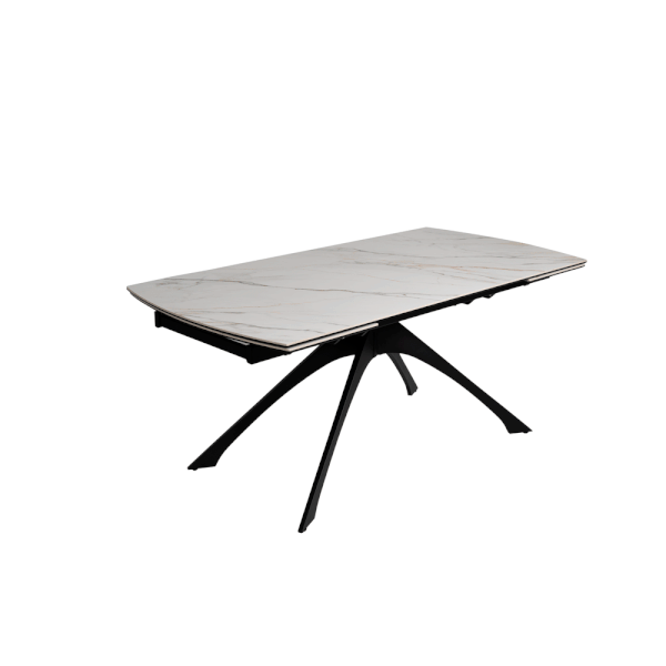 Izvelkams ēdamgalds ar papildu galda virsmu no marmora imitācijas 90x180 cm Rocía – Ixia