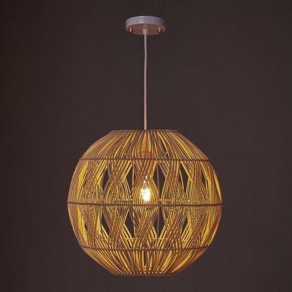 Dabīga toņa rotangpalmas griestu lampa ar rotangpalmas abažūru ø 37 cm Natural Way – Casa Selección-image-1