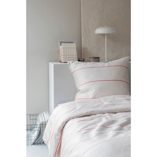 Sarkana/bēša vienguļamā gultas veļa no kokvilnas satīna 140x220 cm Align – Mette Ditmer Denmark-image-2