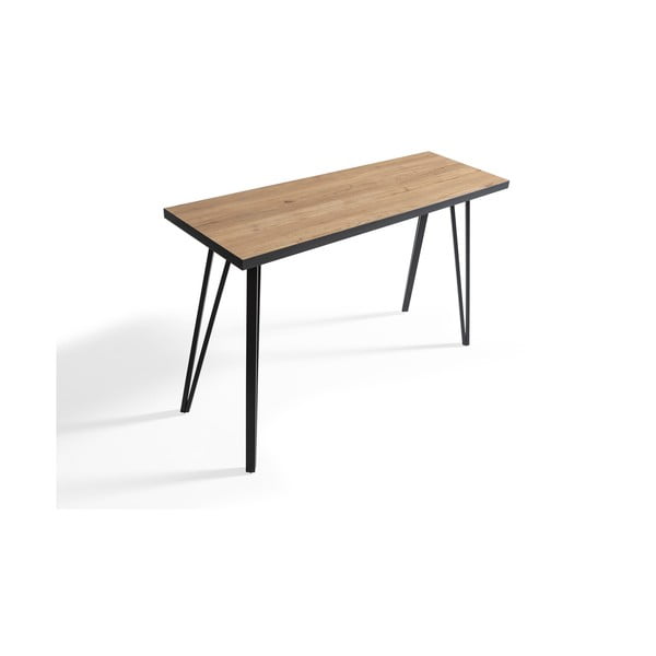 Melns/dabīga toņa konsoles galds ar ozolkoka imitācijas galda virsmu 60x120 cm Sindi – Marckeric-image-3