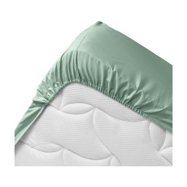 Gaiši zaļš palags no organiskās kokvilnas  ar gumiju 140x190 cm Biolina – douceur d'intérieur-image-3