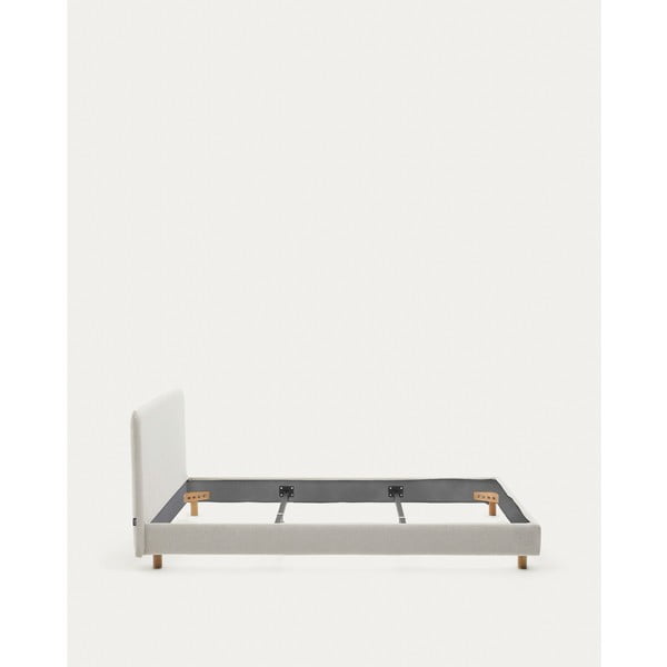 Pelēka polsterēta divvietīga gulta bez režģa 180x200 cm Valma – Kave Home-image-3