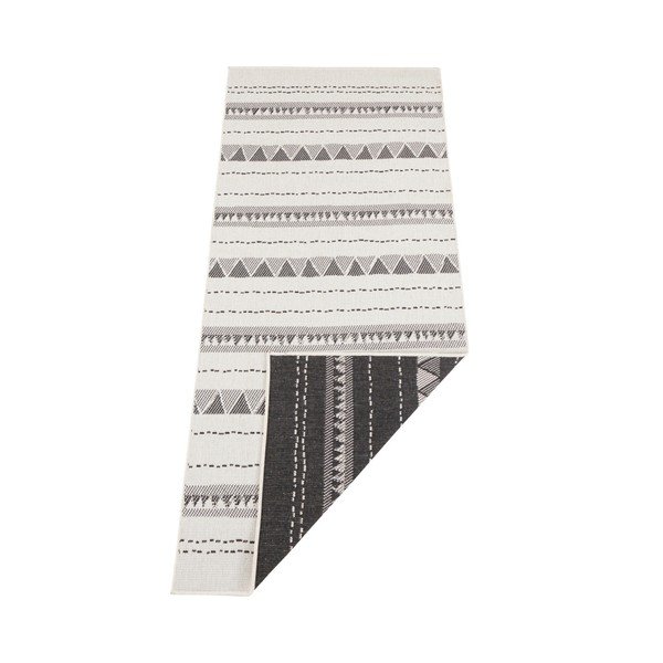Melns un krēmkrāsas āra paklājs NORTHRUGS Bahamas, 80 x 350 cm-image-2