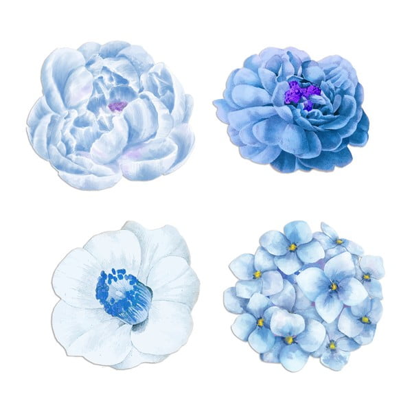 4 dekoratīvo džutas paliktņu komplekts Madre Selva Blue Flowers