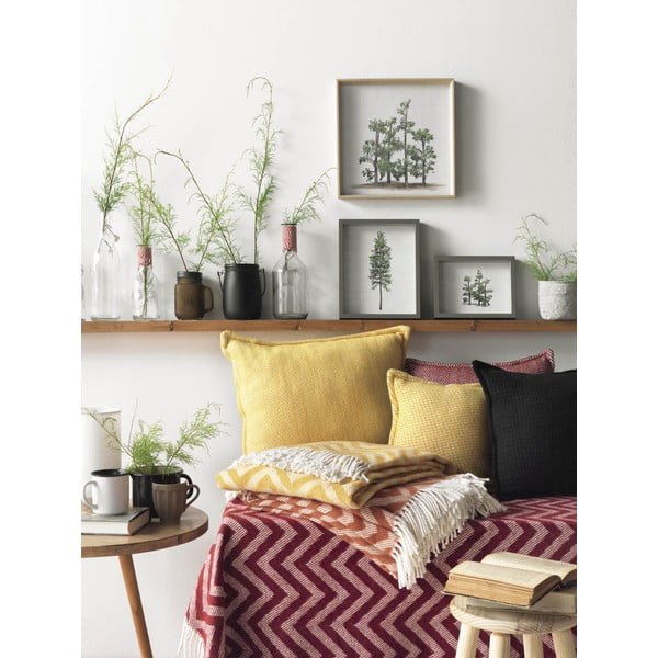 Bordo sarkans pleds ar kokvilnu Euromant Chevron, 140 x 160 cm-image-1