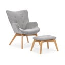 Pelēks velveta atpūtas krēsls ar kāju balstu Niko – Ropez