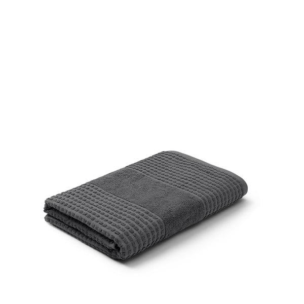 Tumši pelēks frotē dvielis no organiskās kokvilnas  70x140 cm Check – JUNA-image-2