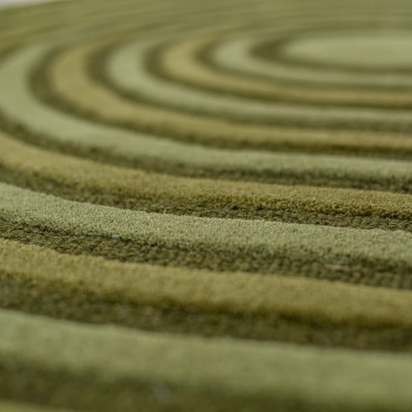 Zaļš ar rokām darināts vilnas paklājs 150x240 cm Conway Retro – Flair Rugs-image-2