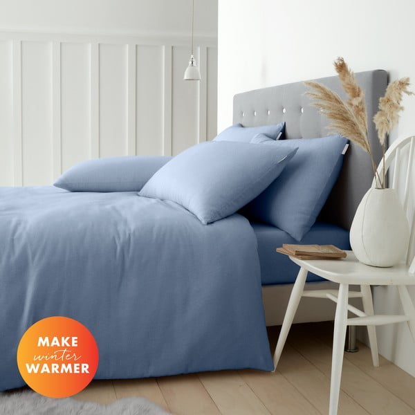 Gaiši zila vienguļamā flaneļa gultas veļa 135x200 cm Brushed – Catherine Lansfield-image-4