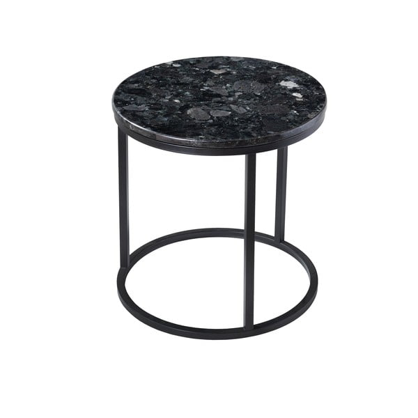 Melns granīta galds ar melnu pamatni RGE Crystal, ⌀ 50 cm