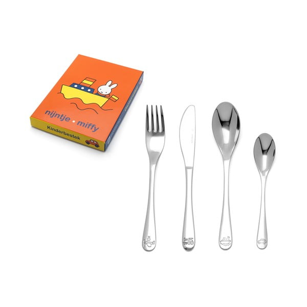 Sudraba krāsas nerūsējošā tērauda bērnu galda piederumi (4 gab.) Miffy – Zilverstad-image-3