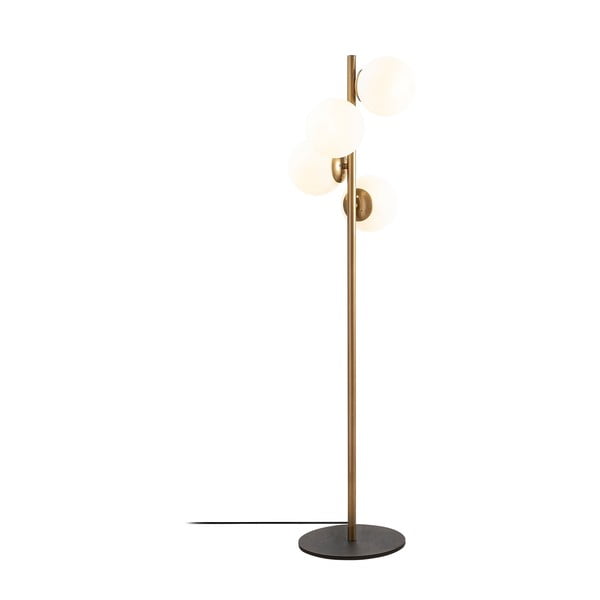 Melna/zelta krāsas stāvlampa ar stikla abažūru (augstums 130 cm) Faze – Opviq lights-image-2