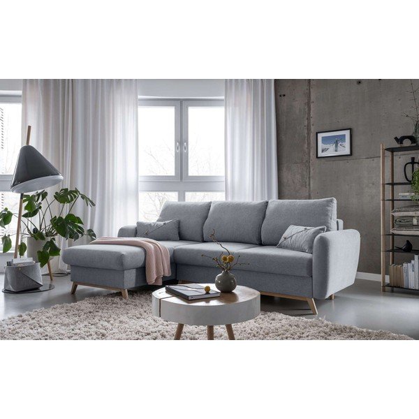 Gaiši pelēks izlaižams stūra dīvāns Miuform Scandic Lagom, kreisais stūris-image-3